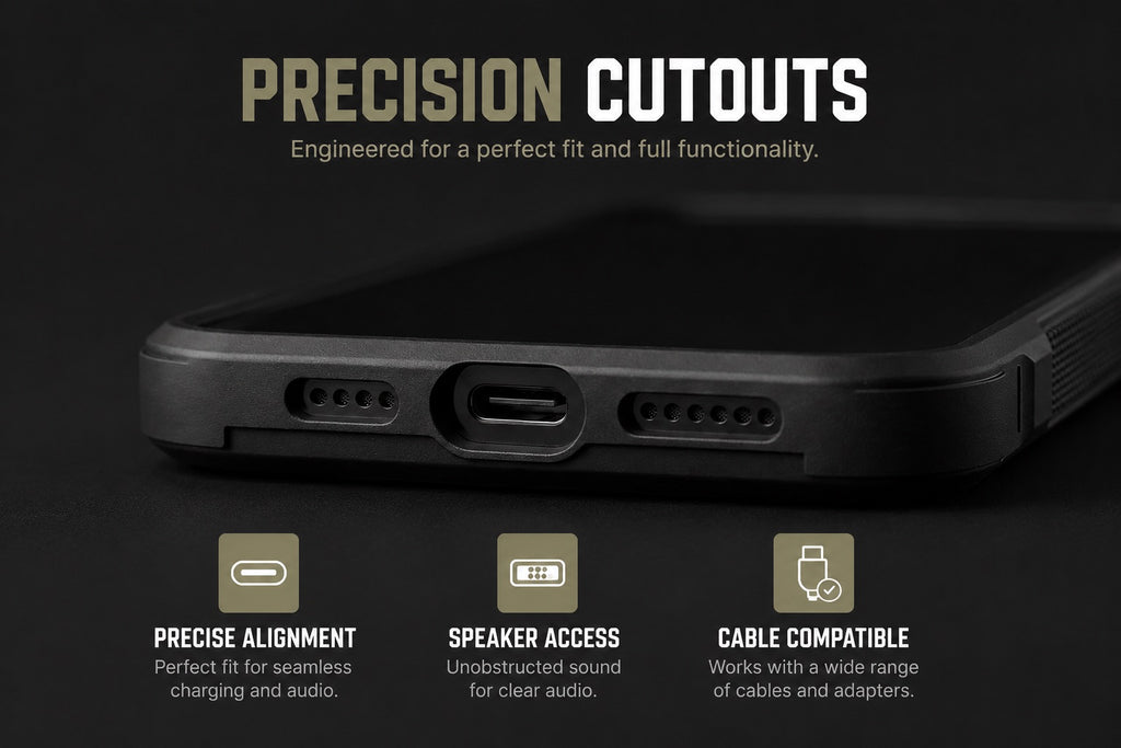 Rugged Tactical Phone Case – Slide Camera Cover & Drop Protection for iPhone