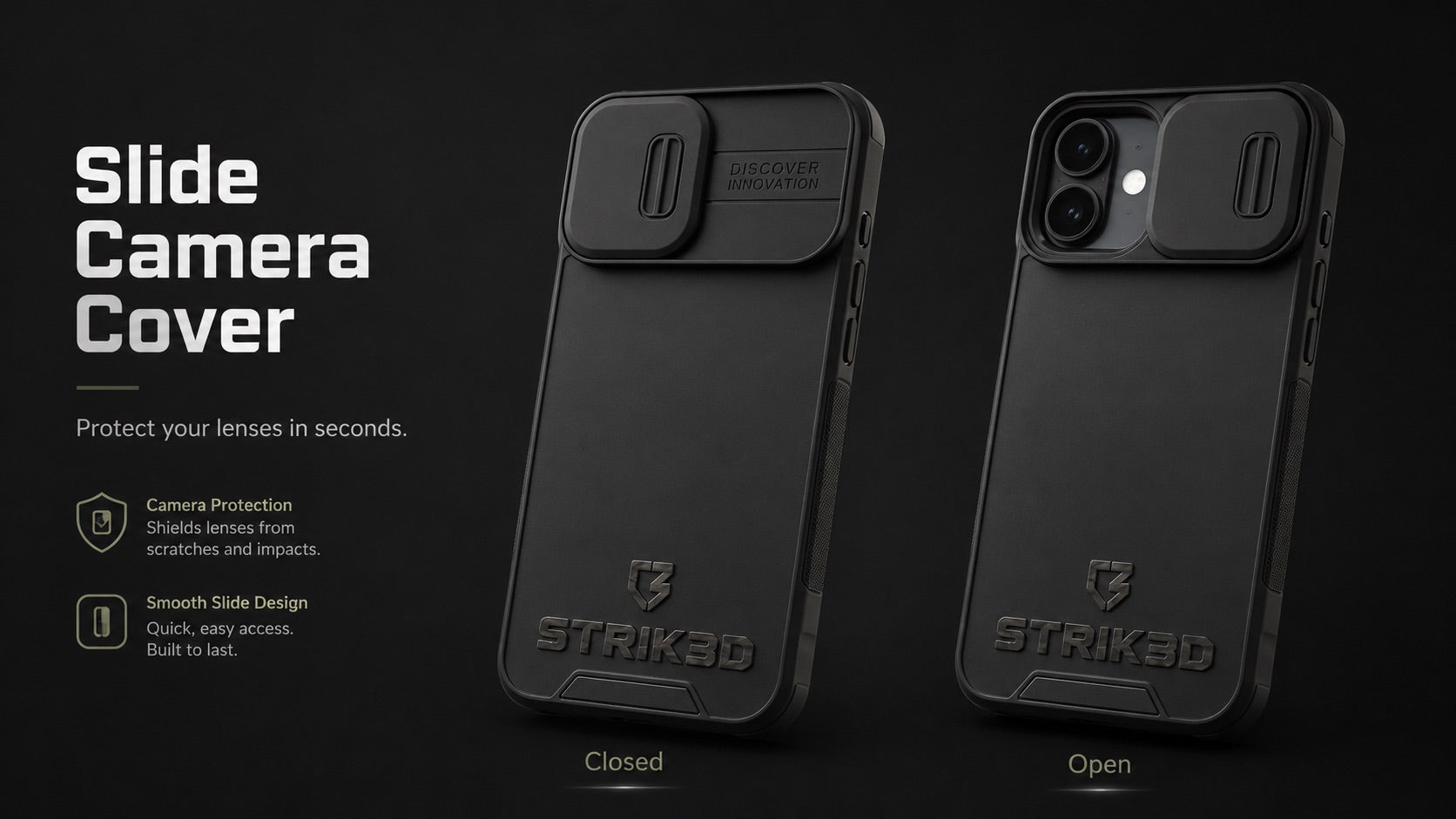 Rugged Tactical Phone Case – Slide Camera Cover & Drop Protection for iPhone